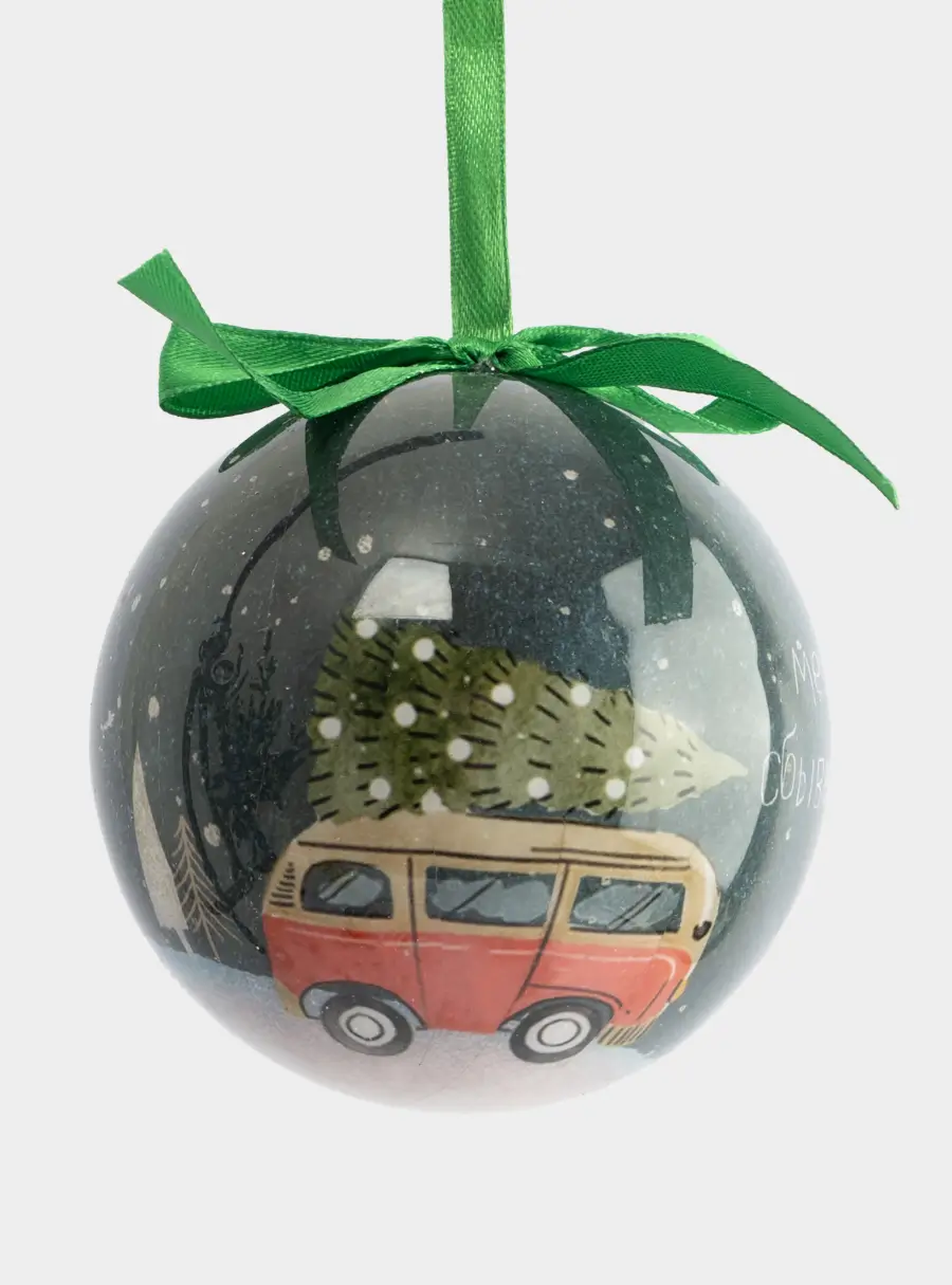 Игрушка елочная, 7 см, пенопласт, шар, Машинка, New year ,image-0