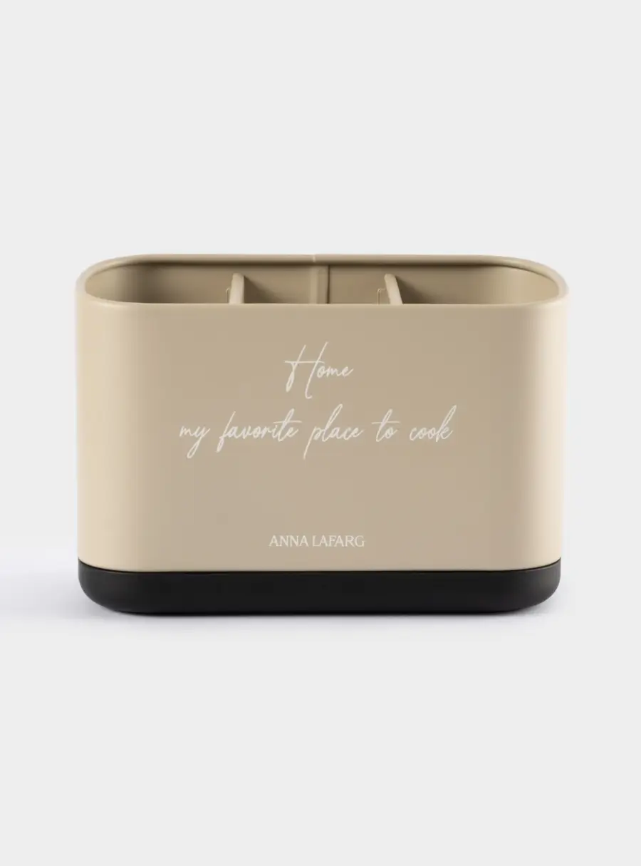 Подставка для кухонных принадлежностей, 19х13 см, 3 отд, металл/пластик, бежевая, Retro