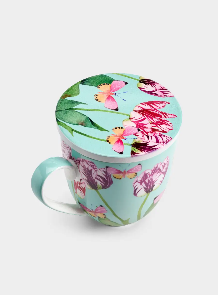 Кружка, 400 мл, с подставкой, Тюльпаны ,image-2