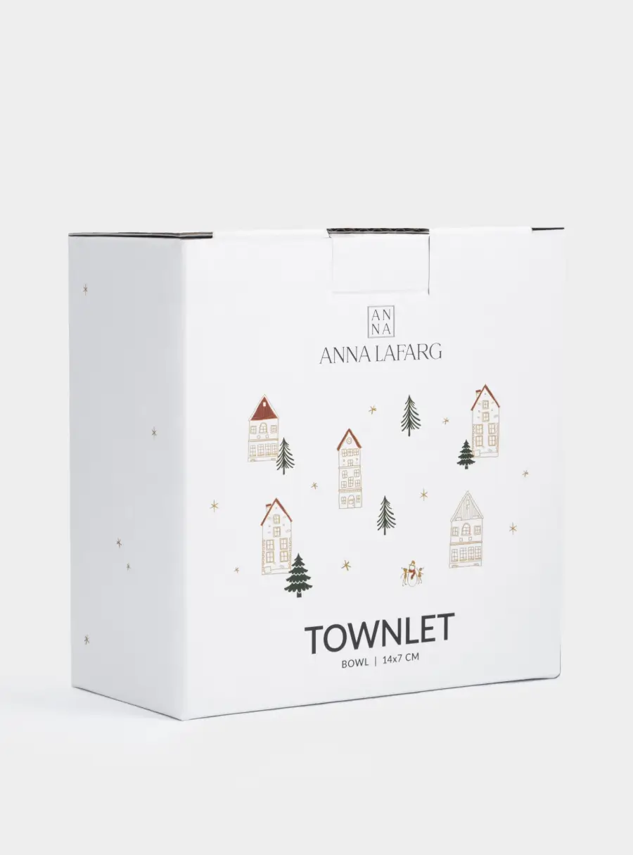 Пиала, 14x7 см, фарфор N, бело-золотистая, Домики и ели, Townlet, image-7