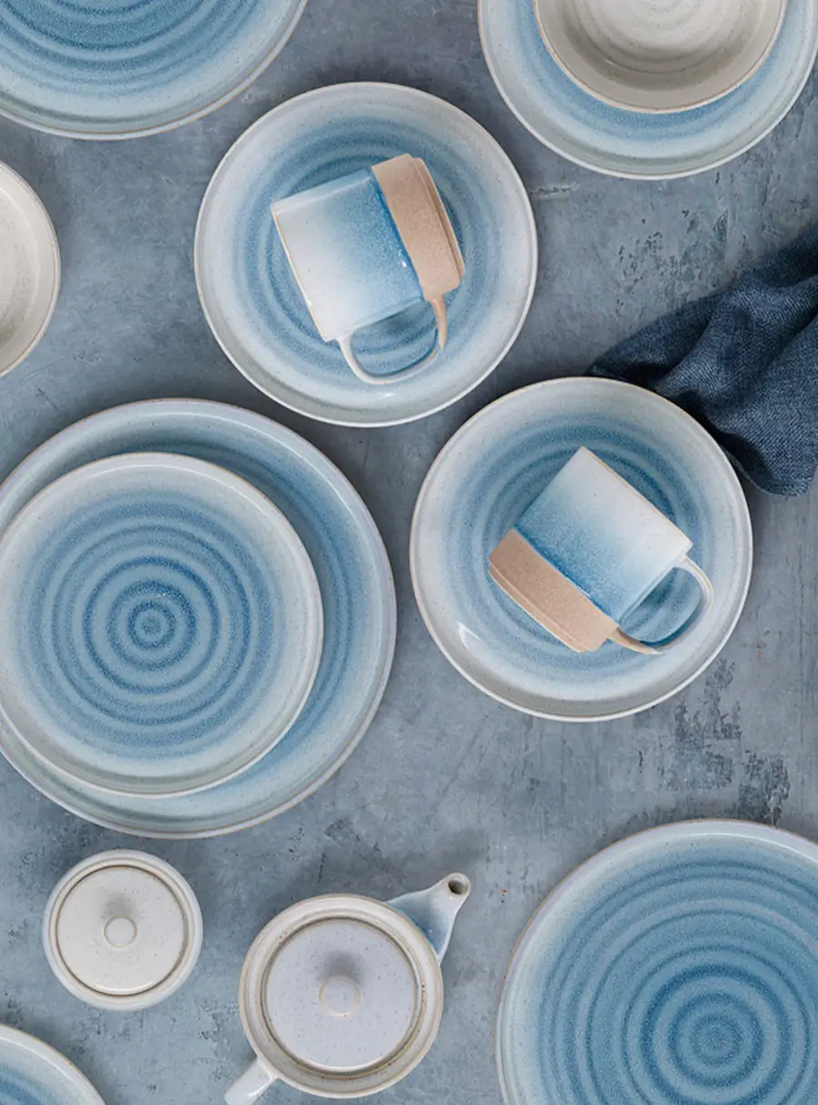 Сахарница, 9,5 см, 260 мл, керамика, бежево-голубая, в крапинку, Azurro, image-5