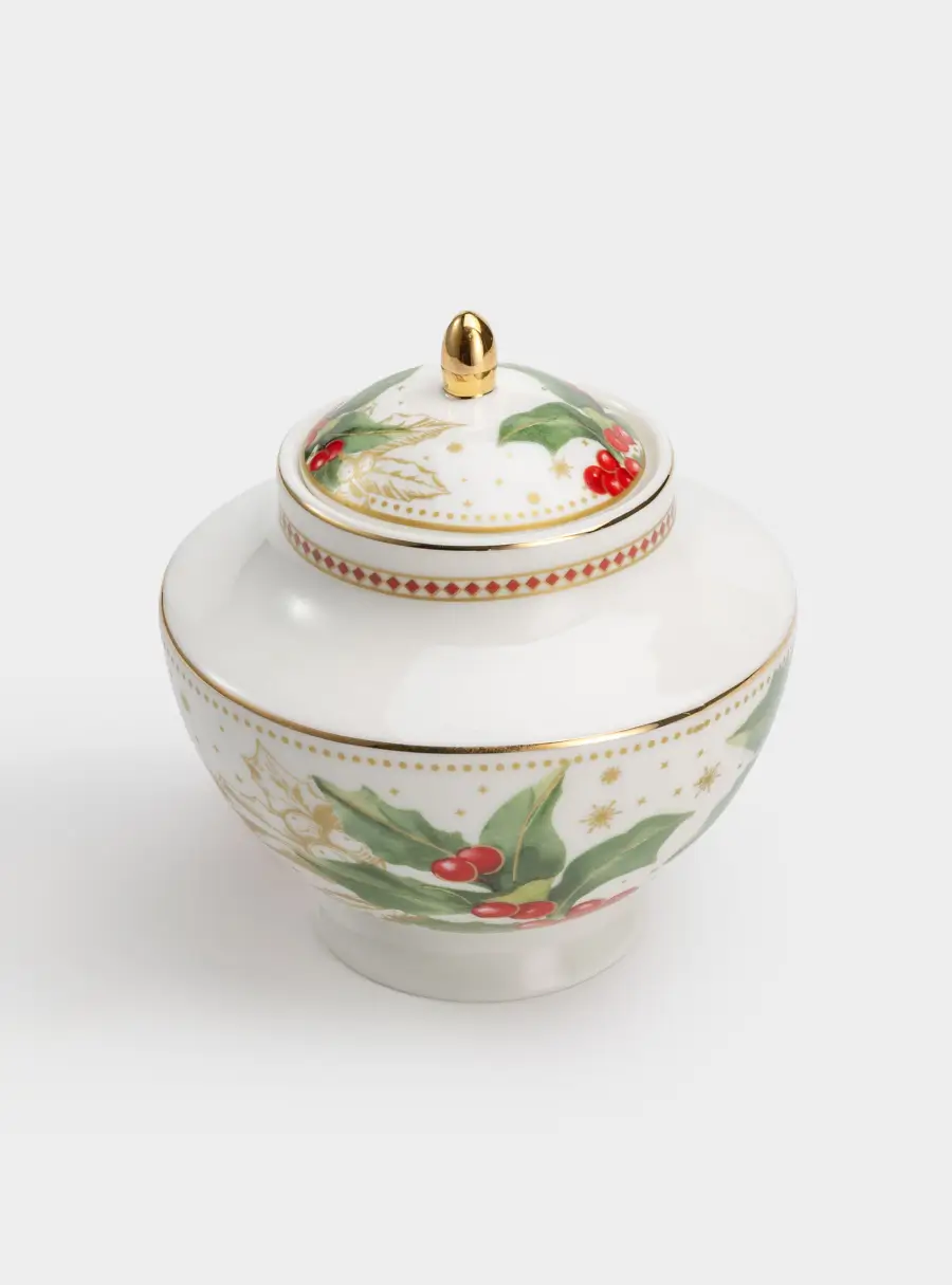 Сахарница, 0,25 л, Пуансеттия и ягоды, image-0