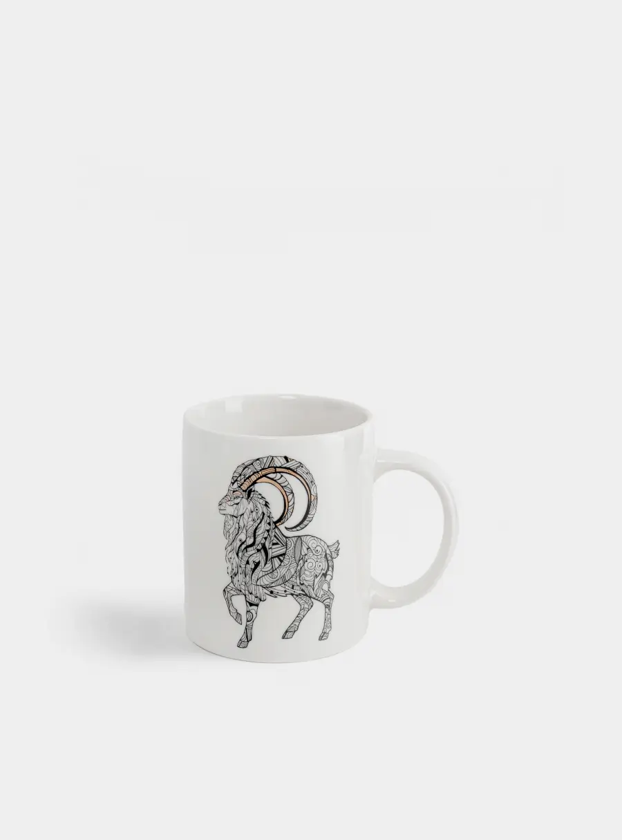 Кружка, 350 мл, фарфор N, бело-золотистая, Козел, Wild ,image-0