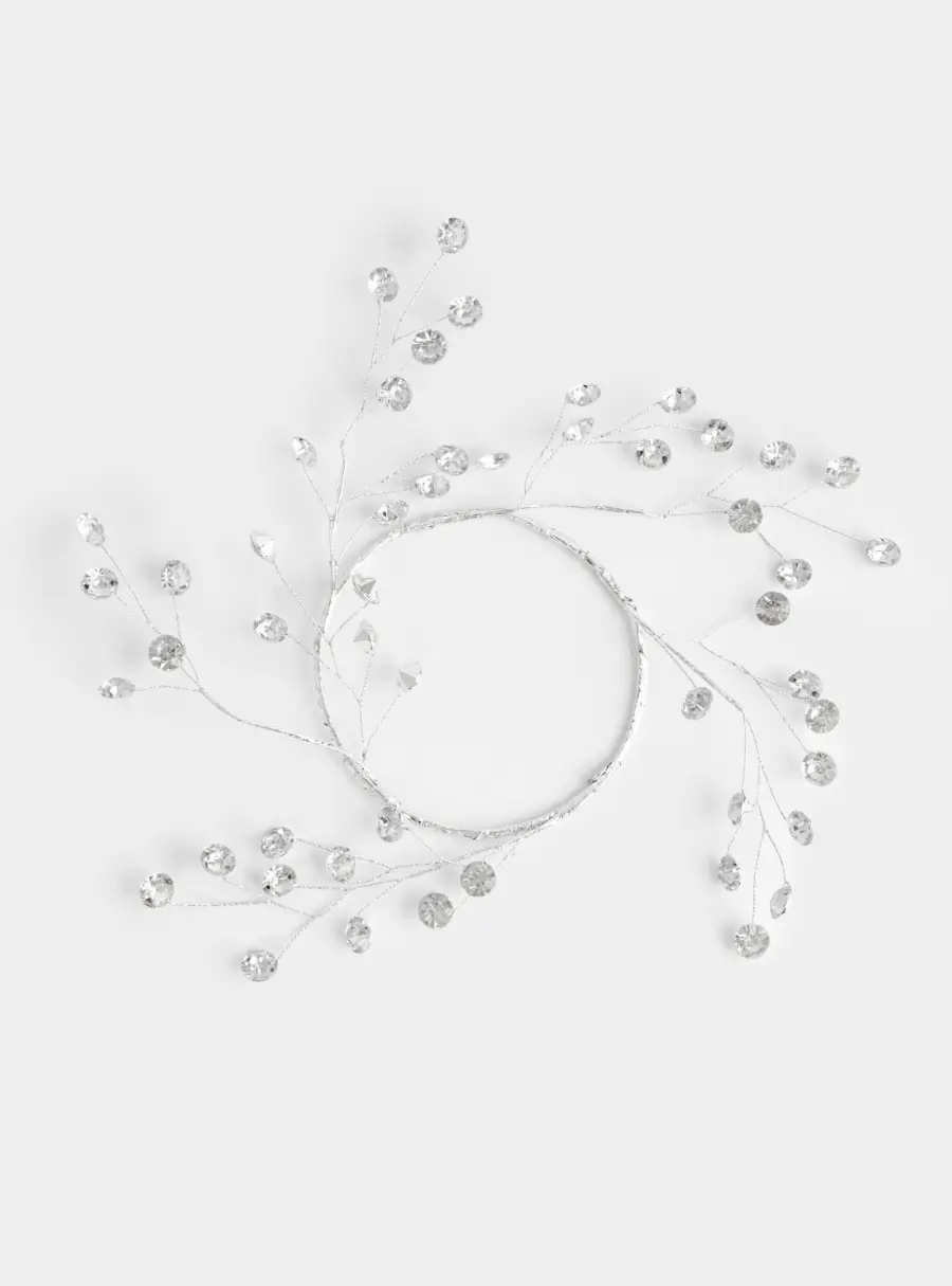 Венок декоративный, 10х20 см, для чайной свечи, акрил/металл, серебристый, Кристаллы, Event ,image-0