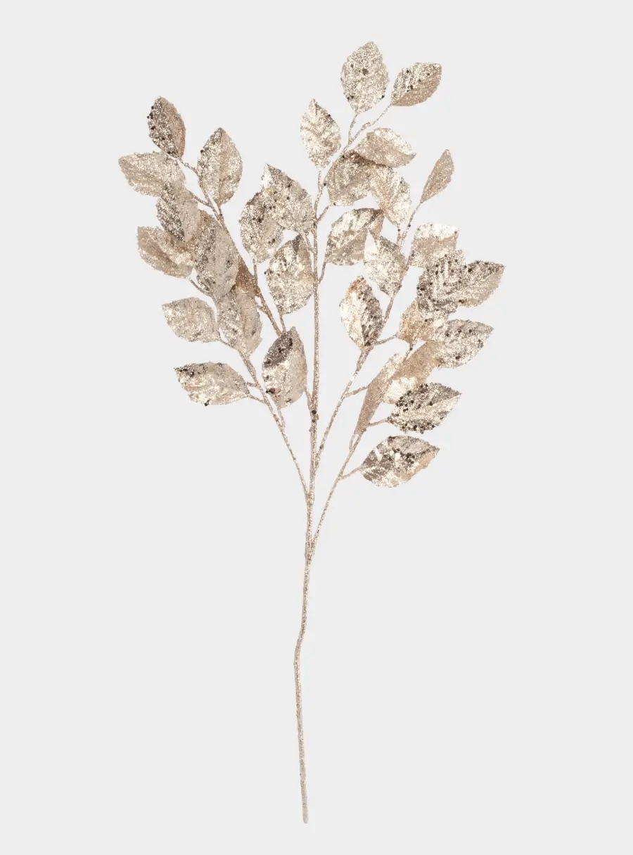 Ветка декоративная, 74 см, пластик/металл, золотистая, Листья, Interior gold ,image-0
