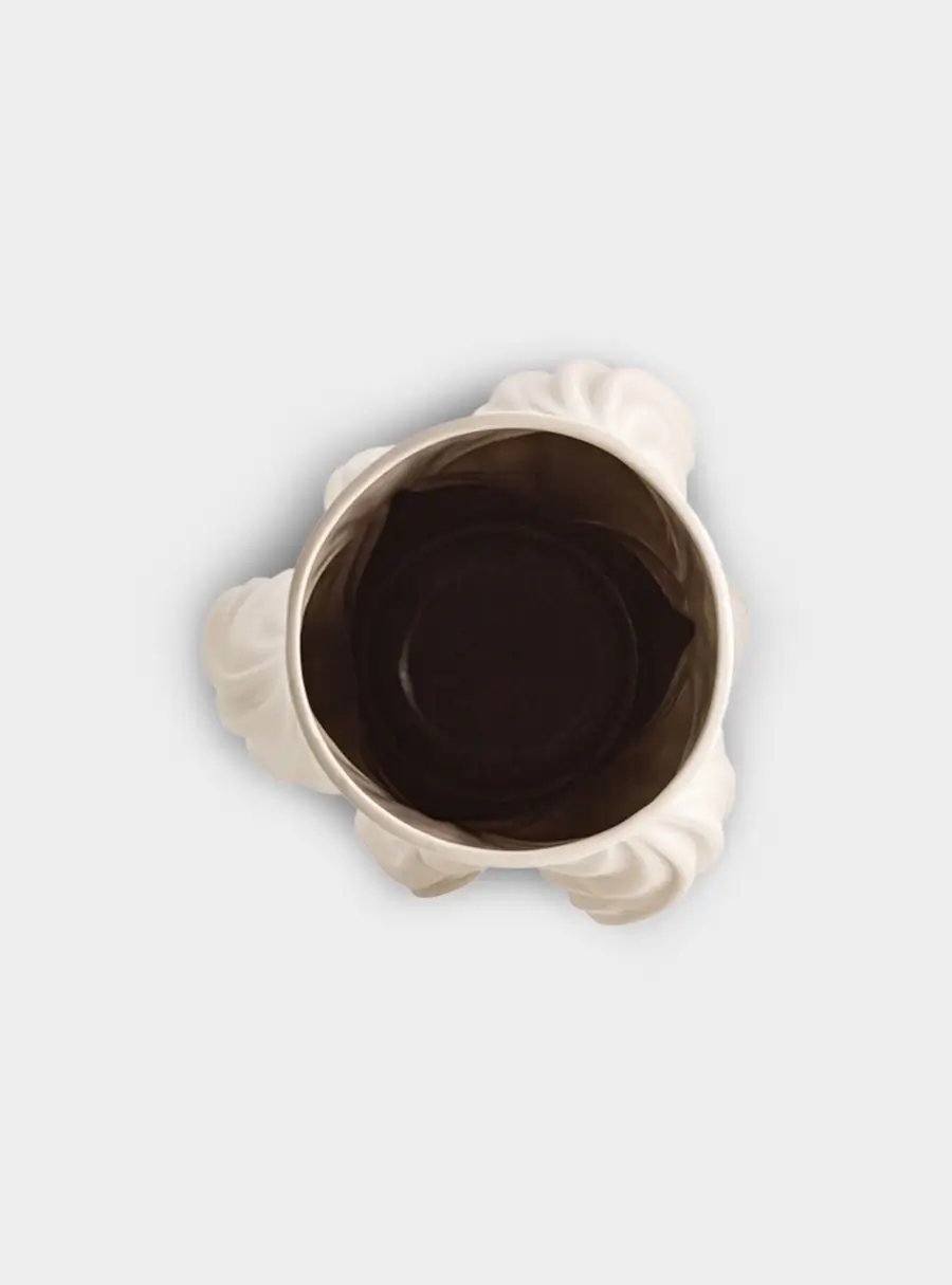 Ваза для цветов, 36 см, декоративная, фарфор P, серо-бежевая, матовая, Волны, Edit, image-1