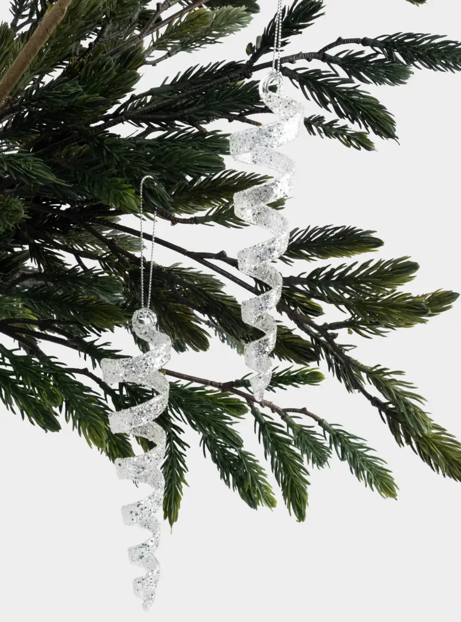 Игрушка елочная, 15 см, 2 шт, стекло, серебристая, Сосулька, New year, image-3