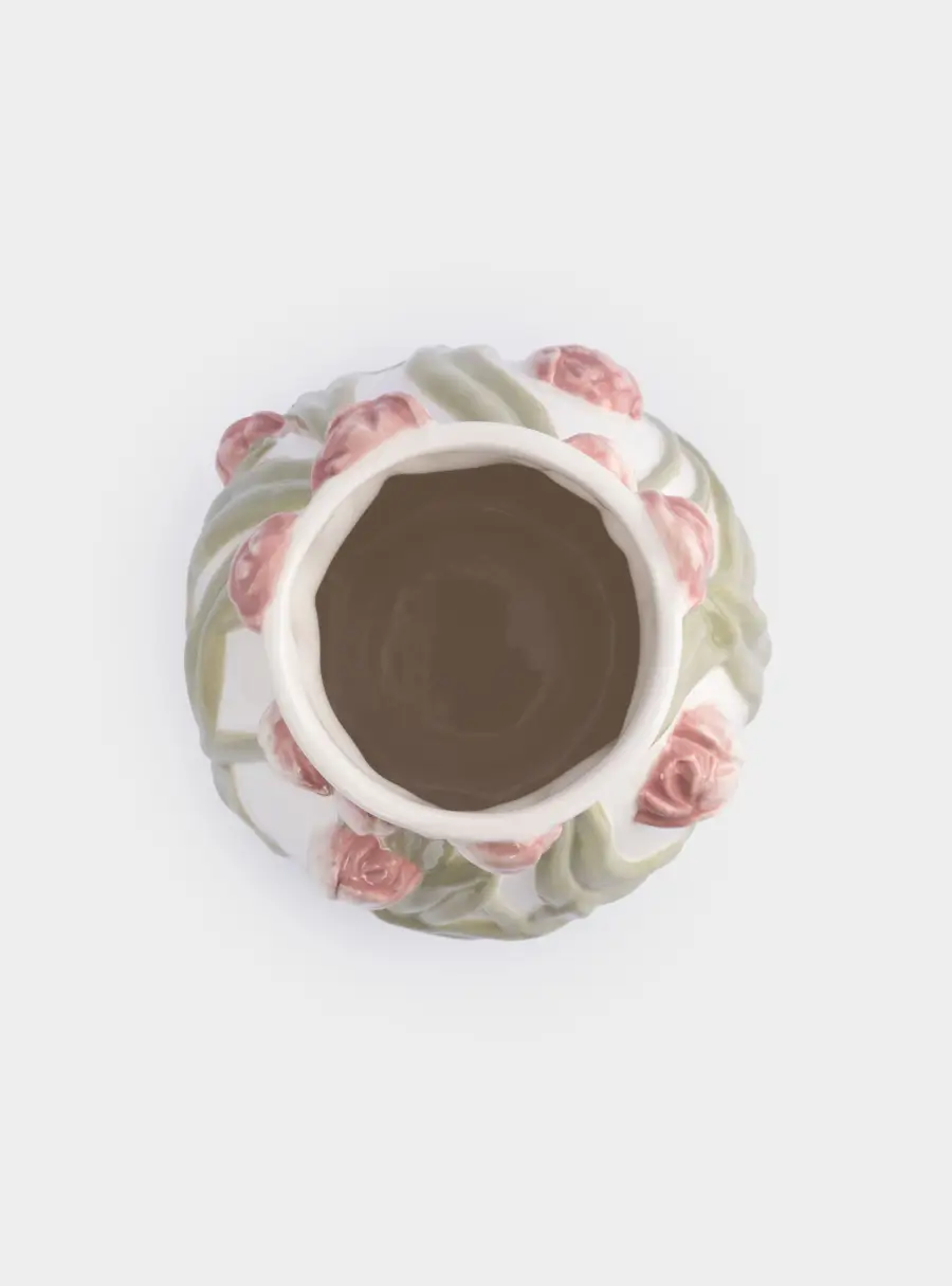 Ваза для цветов, 19 см, керамика, молочная, Розовые тюльпаны, Tulip, image-5