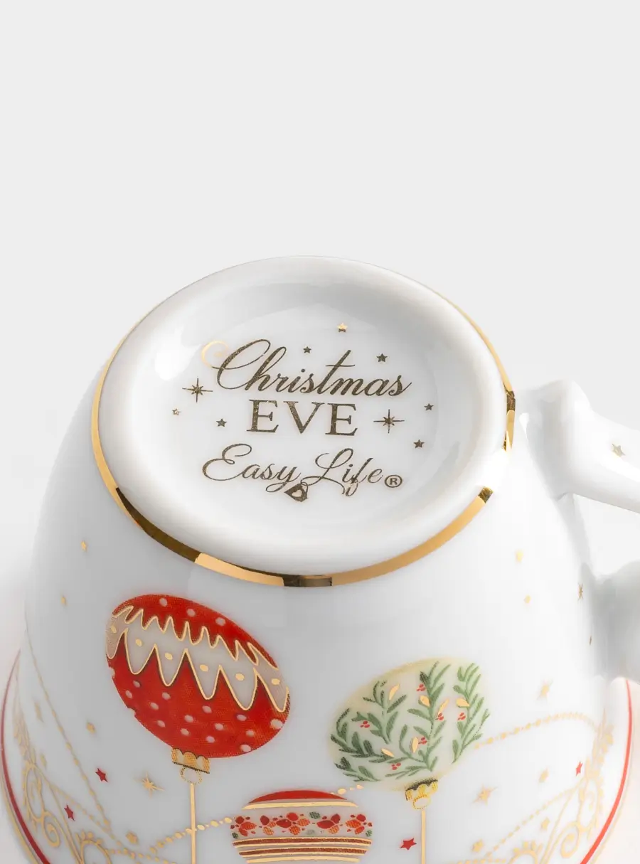 Пара кофейная, 2 перс, 4 пр, 80 мл, фарфор P, белая, Новогодние шары, Christmas Eve, image-4