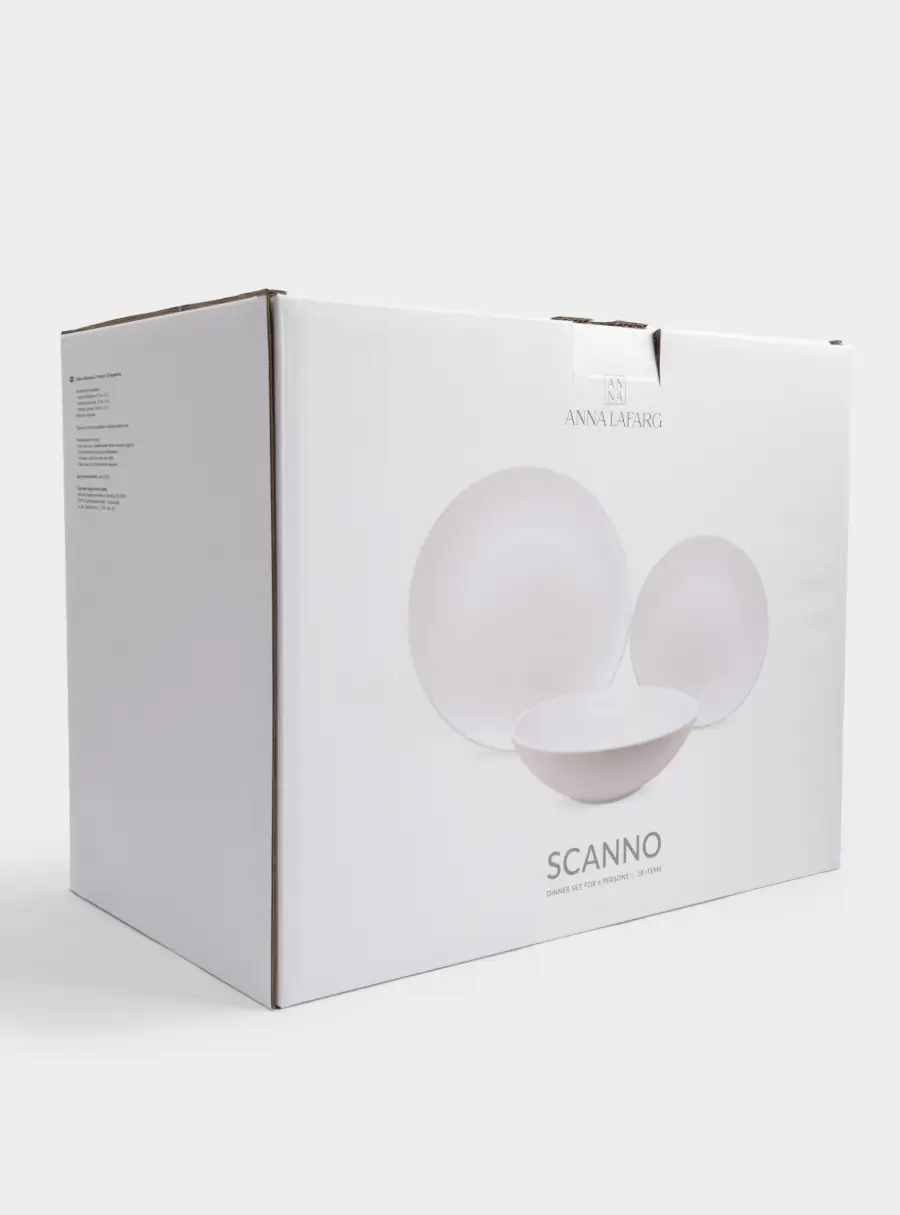 Сервиз обеденный, 6 перс, 18 пр, керамика, белый, в крапинку, Scanno, image-7