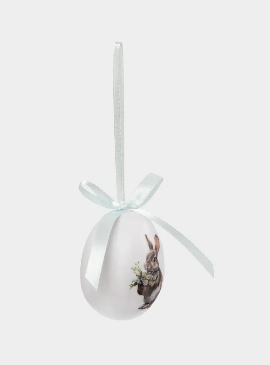 Подвеска, пасхальное яйцо, 6 см, пенопласт, Кролик с цветами, Interior Easter ,image-2