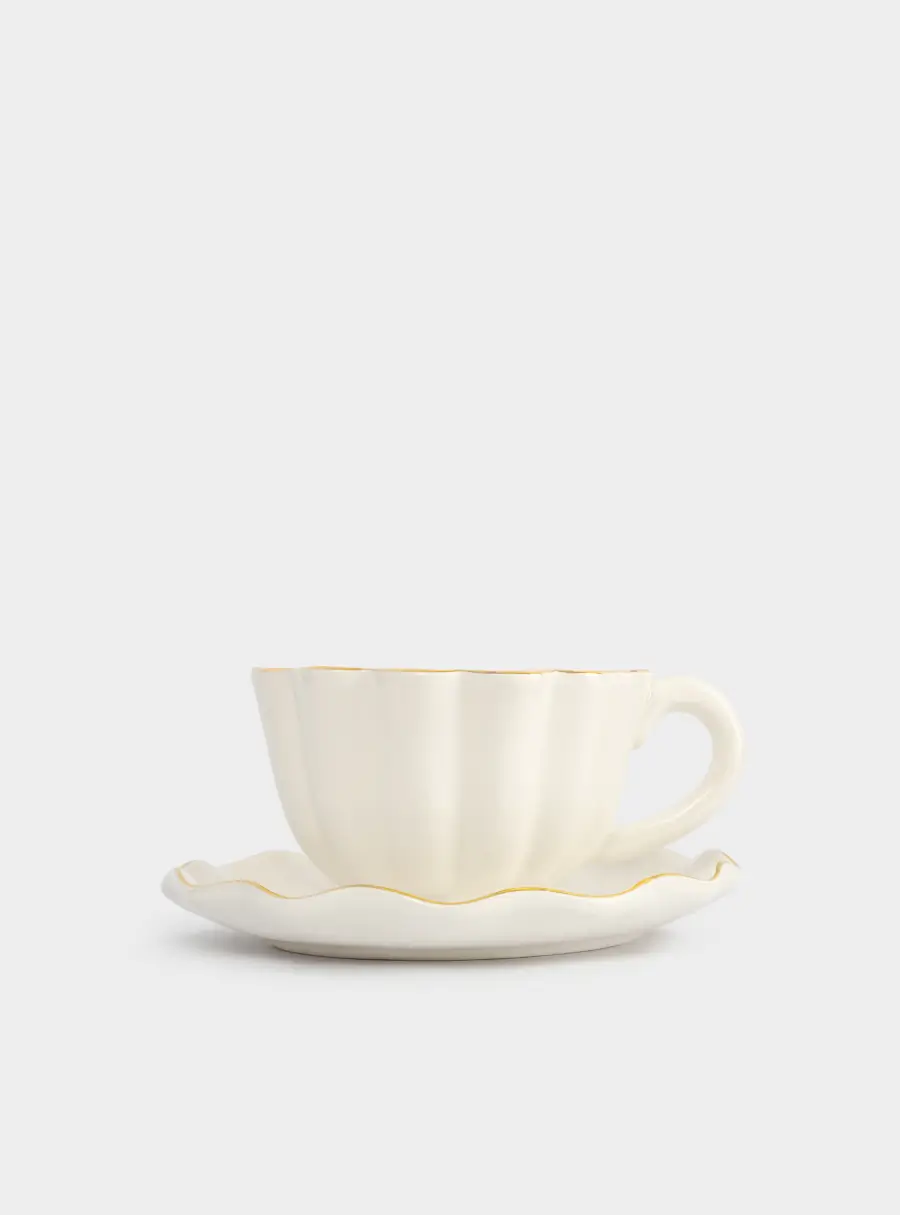 Пара чайная, 1 перс, 2 пр, 370 мл, керамика, с золотистым кантом, Волнистый край, Blossom, image-2
