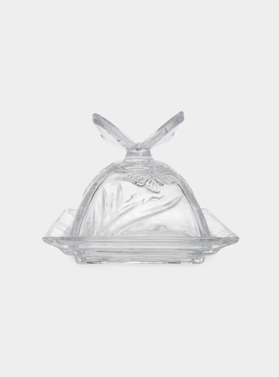 Масленка, 17х12 см, стекло, прямоугольная, Бабочка, Butterfly, image-4