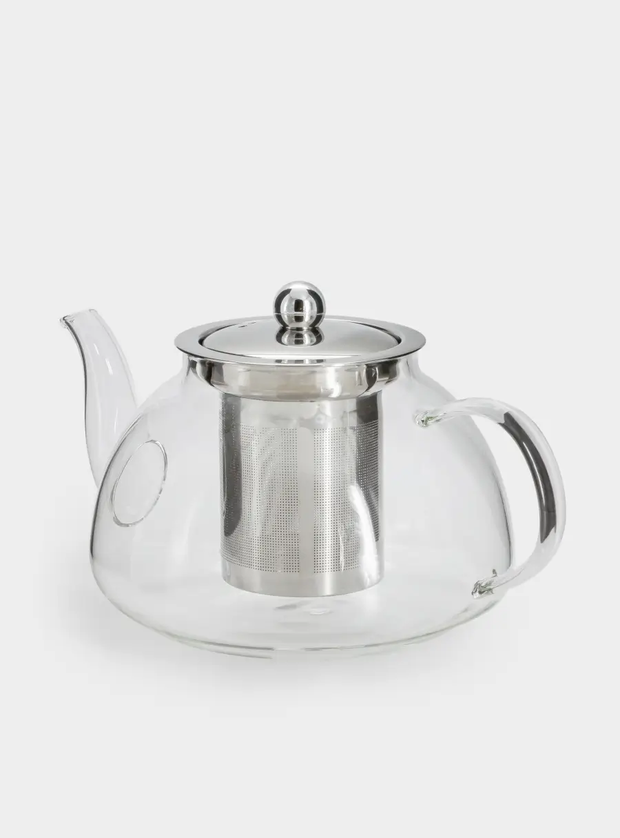 Чайник заварочный, 1 л, стекло Б/сталь, серебристый, Base ,image-2