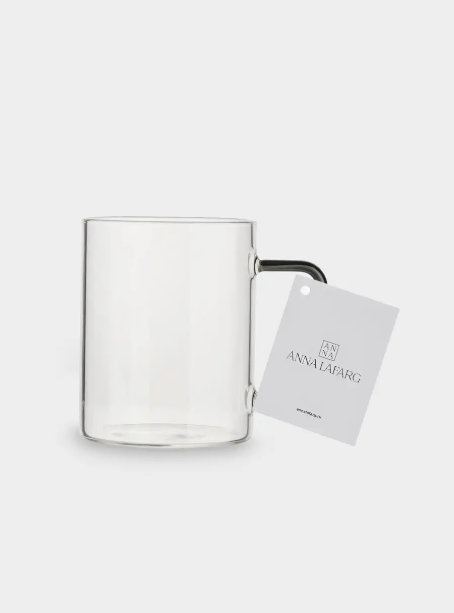 Кружка, 400 мл, стекло Б, с серой ручкой ,image-2