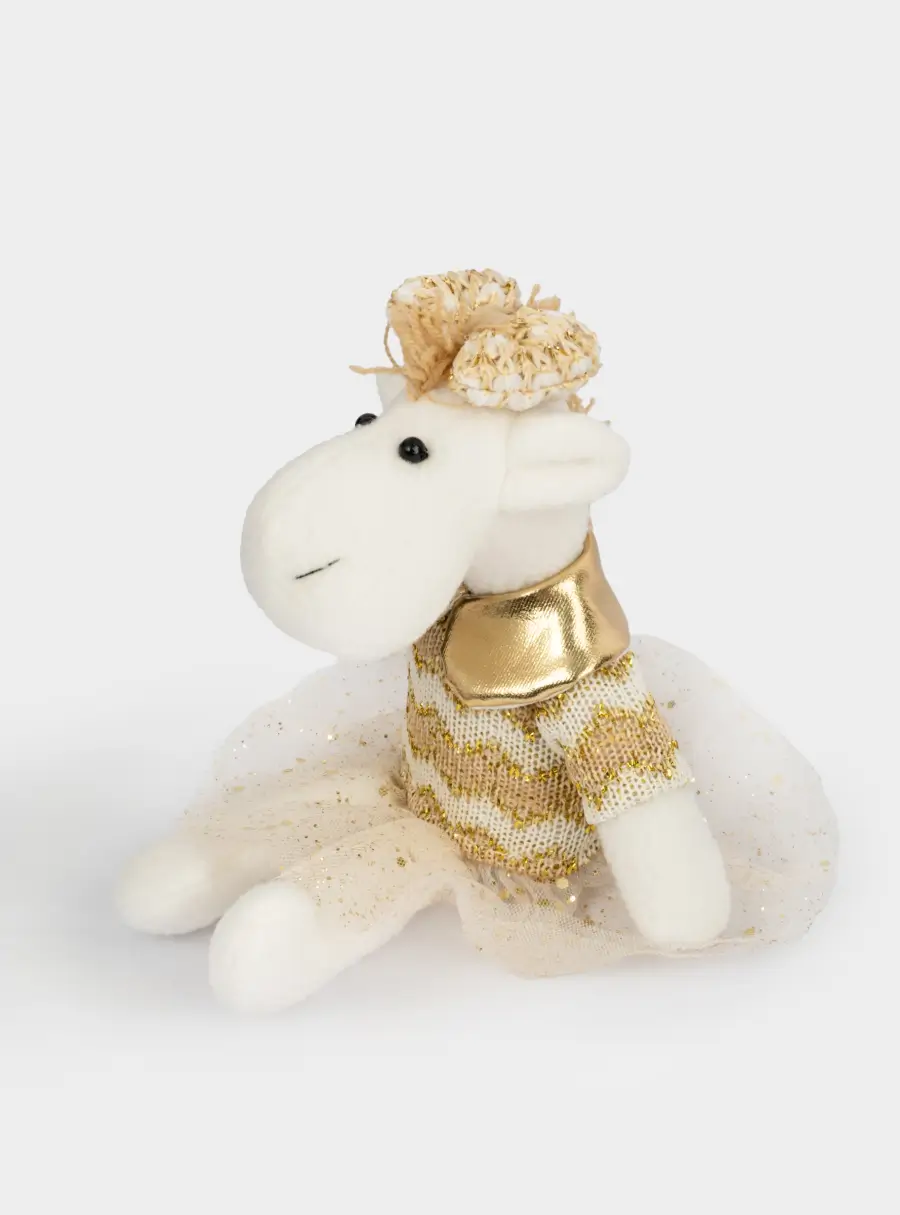 Игрушка, 23 см, мягкая, полиэстер, бело-золотистая, Лошадь в платье, New year ,image-3