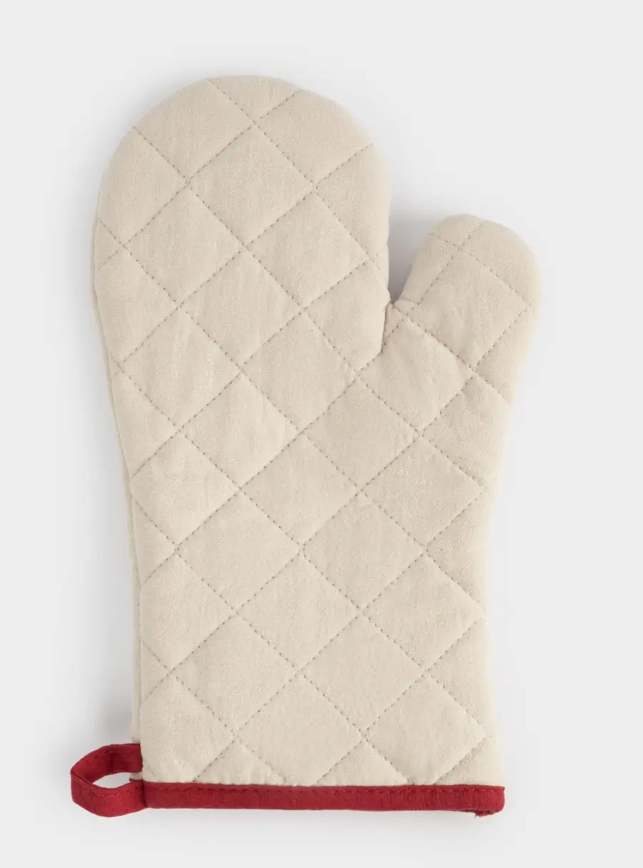 Прихватка-варежка, 18x30 см, хлопок, серо-бежевая, Олень в шарфе, Deer ,image-1