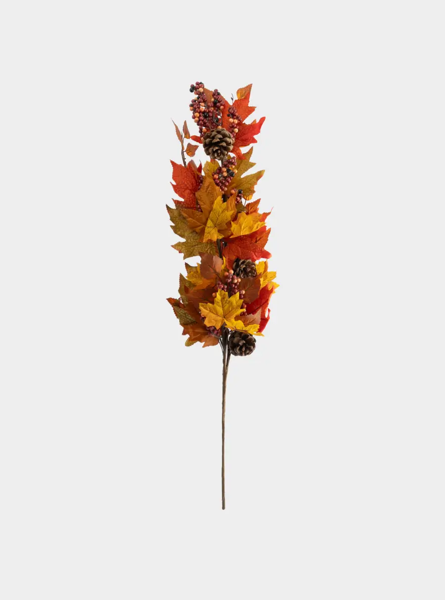 Ветка декоративная, 80 см, полиэстер/пенопласт, Осенние листья, Bright pumpkin ,image-0