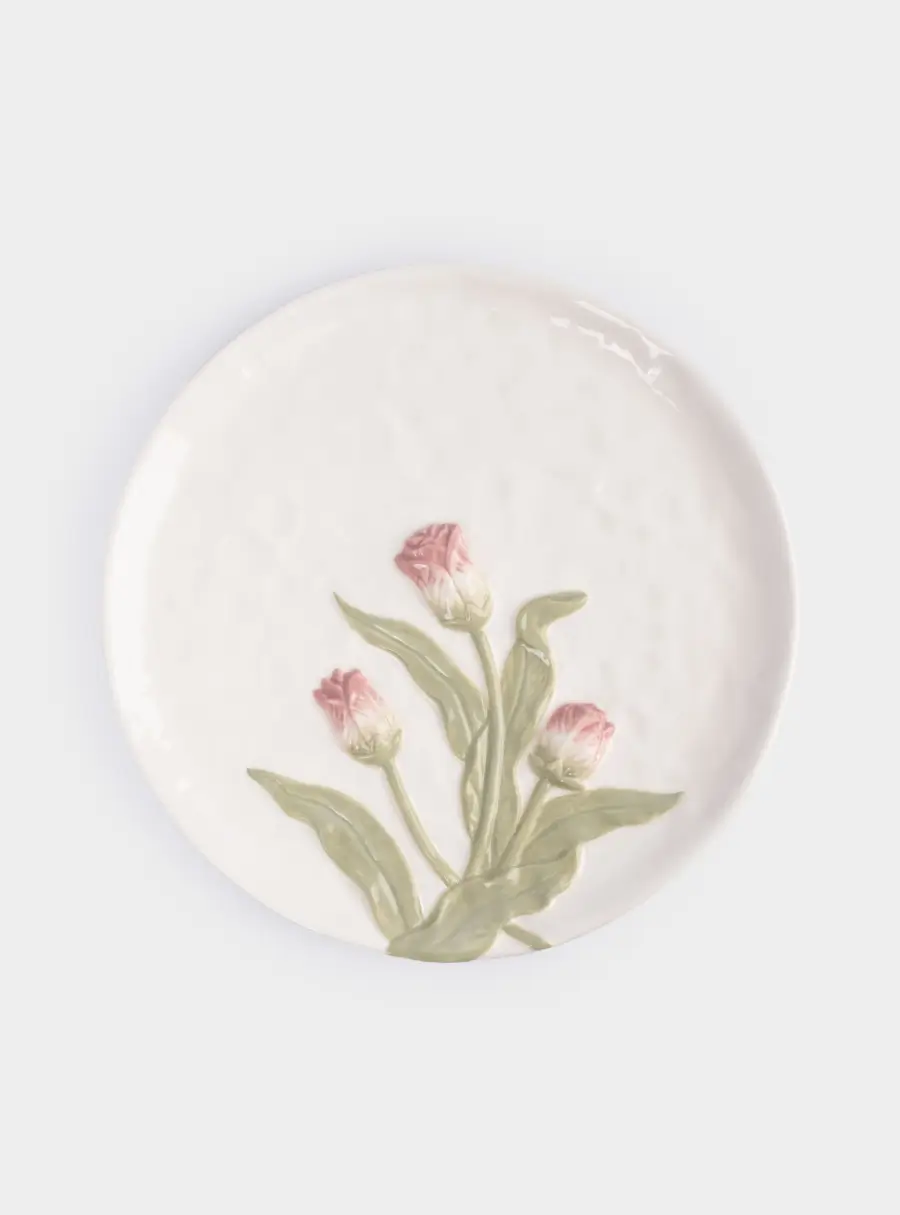 Блюдо, 24 см, керамика, молочное, Тюльпаны, Tulip ,image-0
