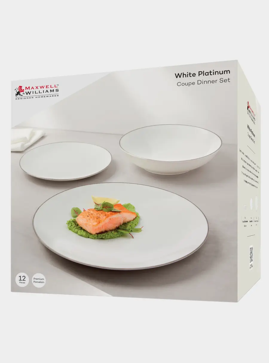 Сервиз обеденный, 4 перс, 12 пр, фарфор P, белый, с серебристым кантом, White Platinum, image-7