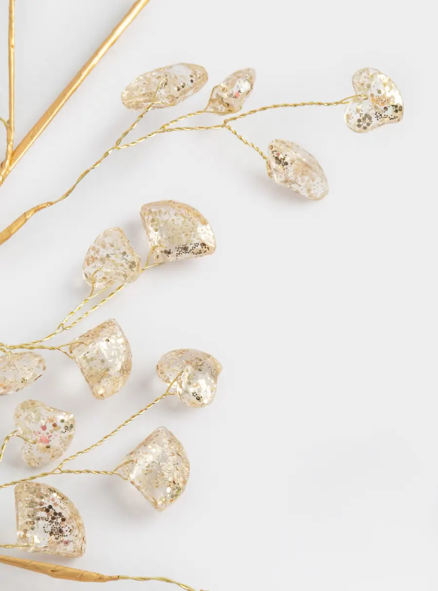 Ветка декоративная, 62 см, пластик/металл, золотистая, Кристаллы, Interior gold, image-2