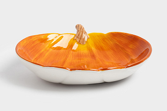Блюдо, 23 см, керамика, оранжевое, Тыква, Bright pumpkin