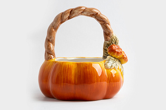 Конфетница, 21х21 см, керамика, оранжево-зеленая, Тыква, Bright pumpkin