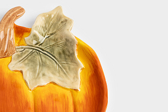 Блюдо, 22 см, керамика, оранжево-зеленое, Тыква, Bright pumpkin