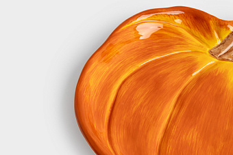 Блюдо, 22 см, керамика, оранжево-зеленое, Тыква, Bright pumpkin