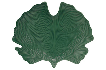 Блюдо-листок гинкго Мадагаскар, зеленое, 35 х 29 см
