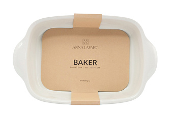 Форма для запекания, 25х19 см, керамика, прямоугольная, молочная, Baker