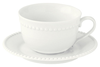 Чашка с блюдцем Tiffany, белая, 0,25 л