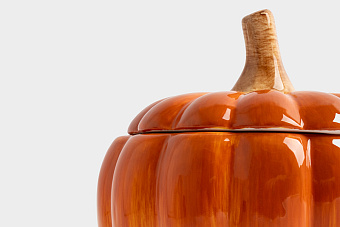 Кружка, 450 мл, с крышкой, керамика, оранжево-зеленая, Тыква, Bright pumpkin