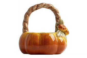 Конфетница, 21х21 см, керамика, оранжево-зеленая, Тыква, Bright pumpkin
