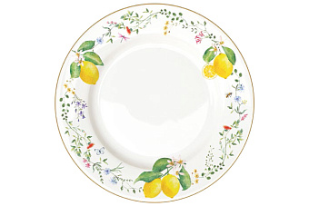 Тарелка обеденная Цветы и лимоны, 26,5 см