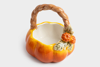 Конфетница, 21х21 см, керамика, оранжево-зеленая, Тыква, Bright pumpkin