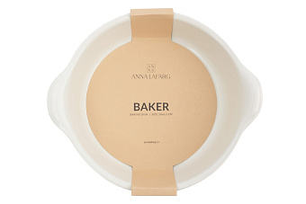 Форма для запекания, 26 см, керамика, круглая, молочно-бежевая, Baker
