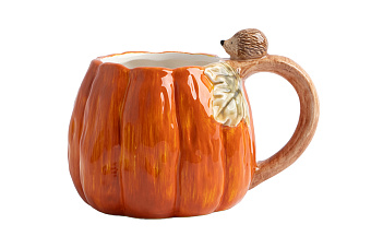 Кружка, 340 мл, керамика, оранжевая, Тыква, Bright pumpkin