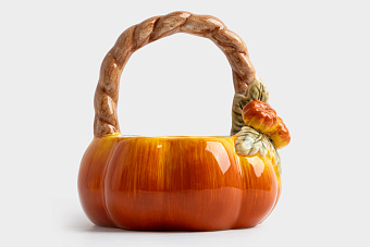 Конфетница, 21х21 см, керамика, оранжево-зеленая, Тыква, Bright pumpkin