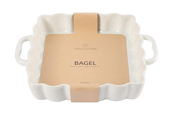 Форма для запекания, 26х26 см, керамика, квадратная, белая, в крапинку, Bagel