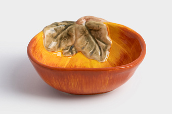 Пиала, 14х5 см, керамика, оранжево-зеленая, Тыква, Bright pumpkin