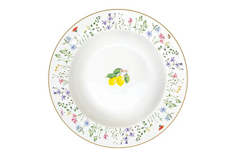 Тарелка суповая Цветы и лимоны, 21,5 см