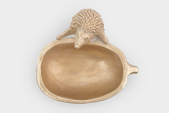 Конфетница, 19х17 см, полирезин, золотистая, Еж с тыквой, Light pumpkin